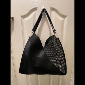 Steve Madden Medium Black Shoulder Bag with Silver Accents